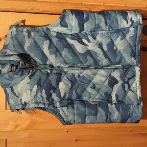 The North Face Down Puffer Vest Blue Camo Sz XXL